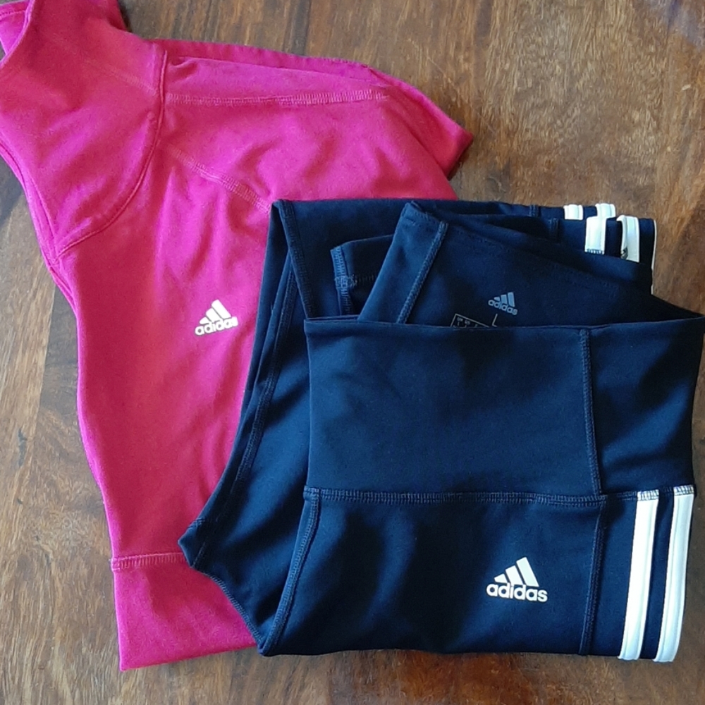 Adidas size L top and pants